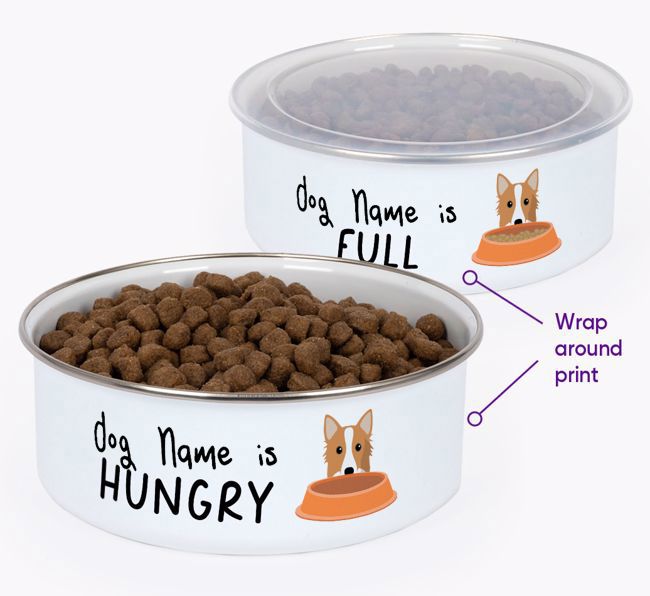 Hungry: Personalized {breedFullName} Enamel Dog Bowl